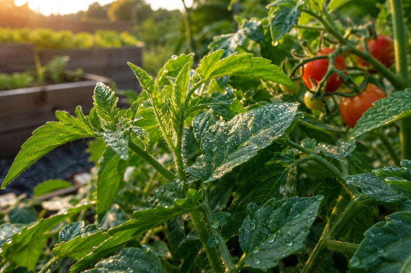Plant de tomates vigoureux au potager